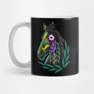 Day of the Dead Black Sugar Skull Horse Mug